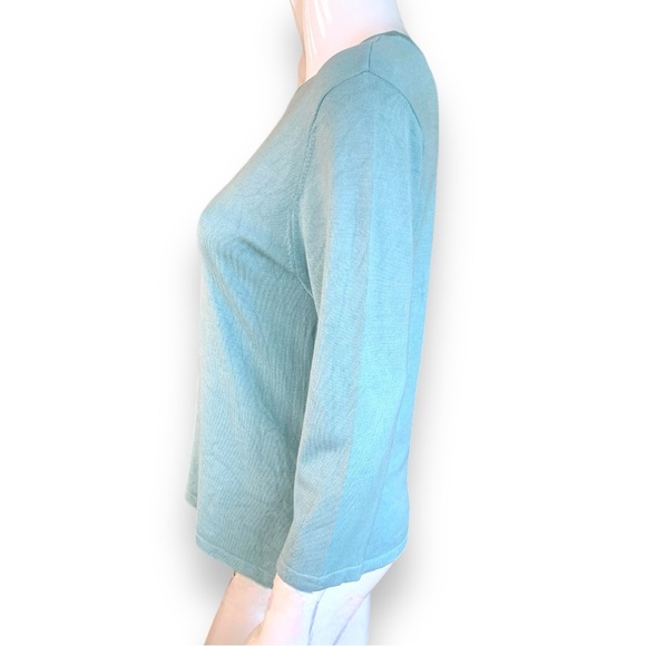 APPLESEED’S SILK BLEND TEAL CREW NECK SWEATER. WOMEN’S SIZE MEDIUM - Picture 4 of 7